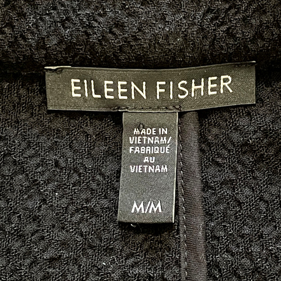 EILEEN FISHER Size Medium Black Sleeveless Dress Open Topper Jacket 2-Piece Set - Picture 3 of 10